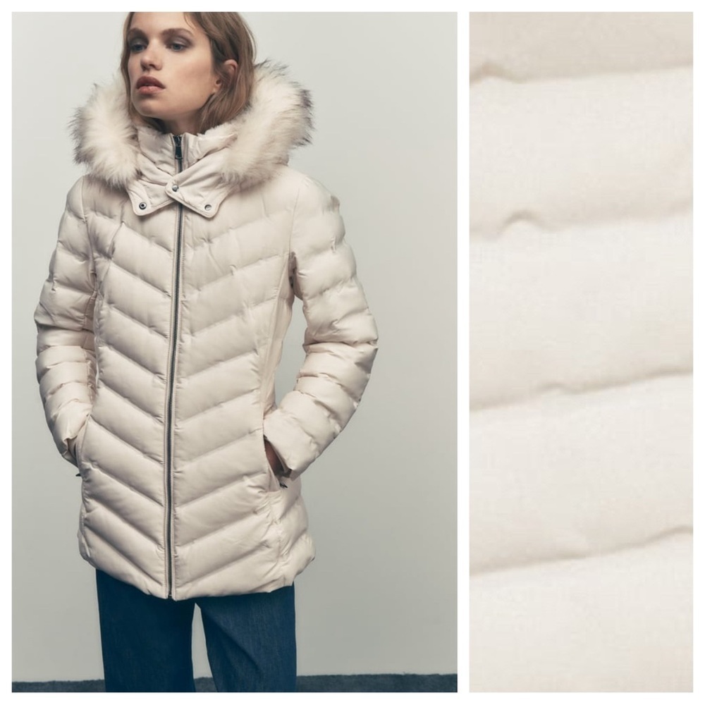 NWT. Zara Water and Wind Protection Tailored Hooded Down Puffer Coat. Size XXL.